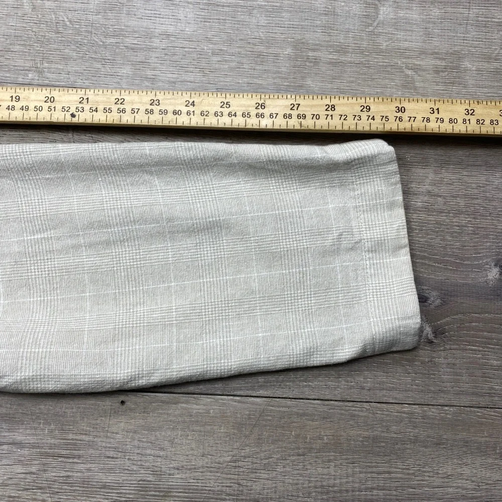 J.Crew Pants Mens 36x30 Beige Plaid Linen Cotton Straight Fit Casual Windowpane